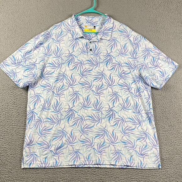 Nicklaus XXL Men's Golf Polo Shirt Blue Purple Leaf Eco Polyester Performance - Picture 1 of 9